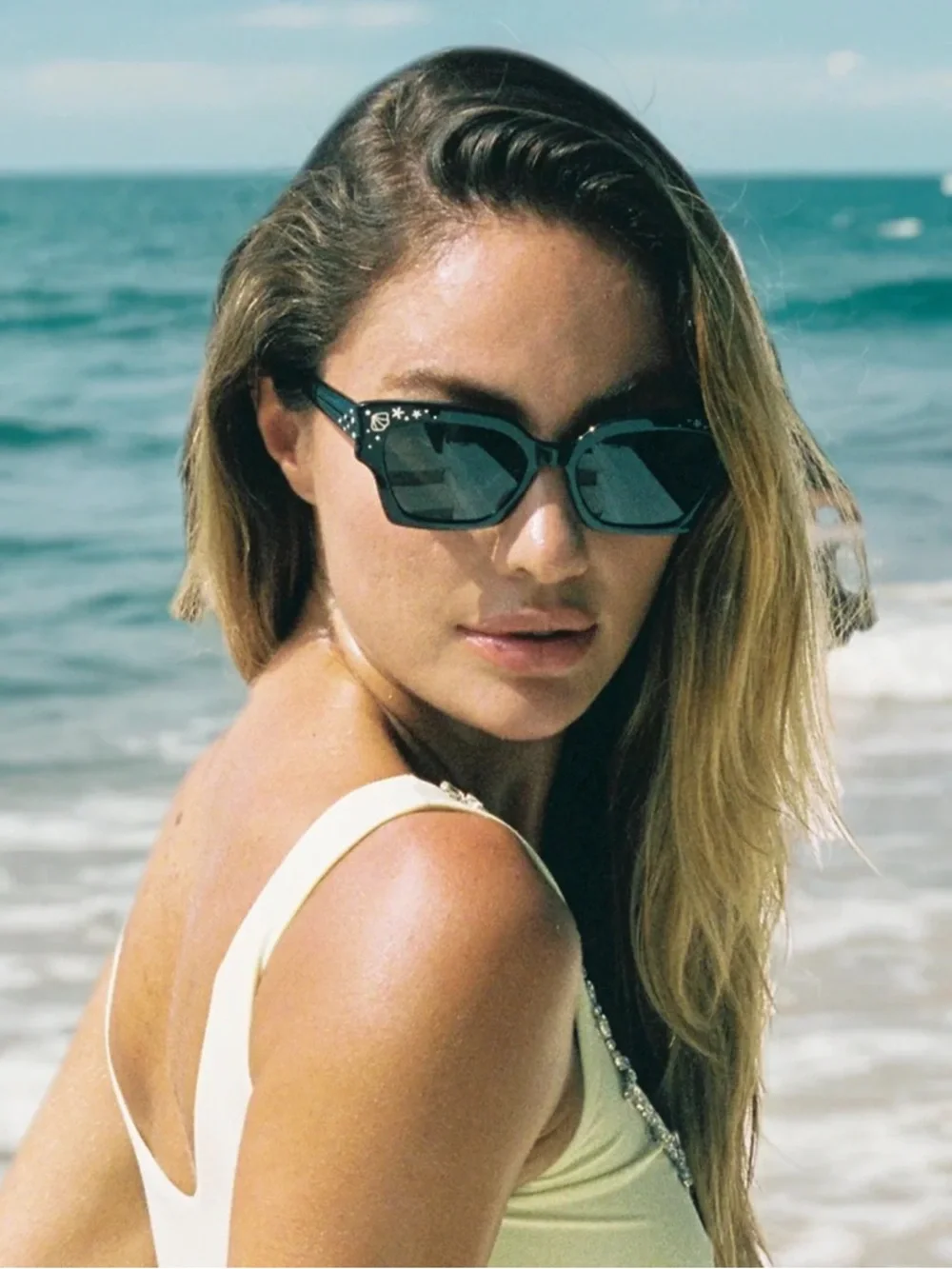 SOJOS x Oceanus Melody Black Sunglasses